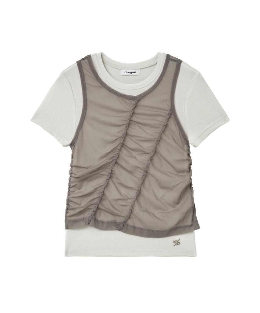 Lougeu Chiffon Layered Set T-Shirt_Gray