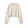 Women Spring Autumn Casual Sports Zipper Lapel Long Sleeve  Solid Color Pullover Hoodies Sweatshirt Top