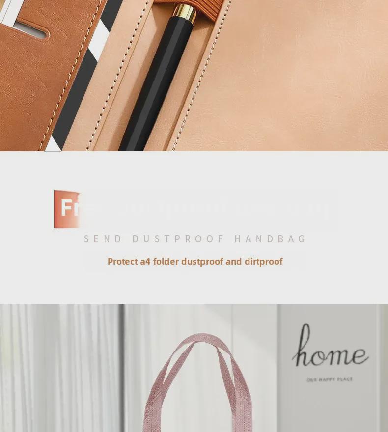 A4 Multi-Function Leather Data Folder with Detachable Notepad
