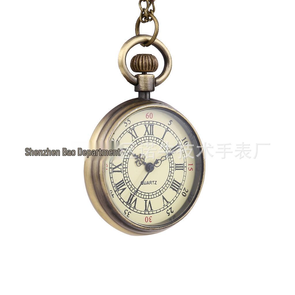 Medium Quartz Pocket Watch Necklace with Roman Numerals - Small Size Pendant Watch (Model 6014)