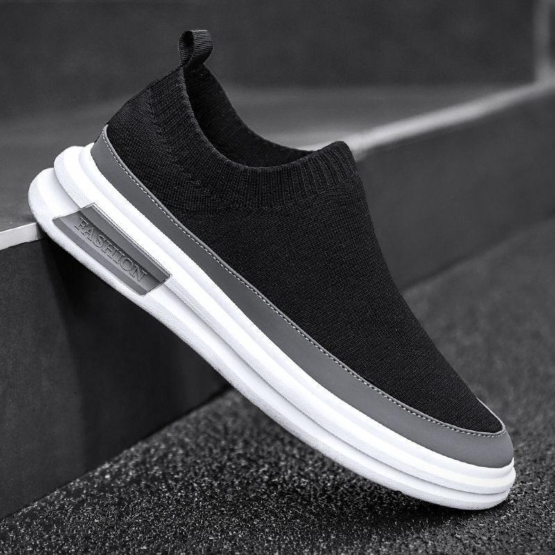 2025 Spring and Summer New Fly-woven Breathable Men's Shoes One-pedal Socks Shoes Fashionable Platform Sports and Leisure Men's Trendy Shoes