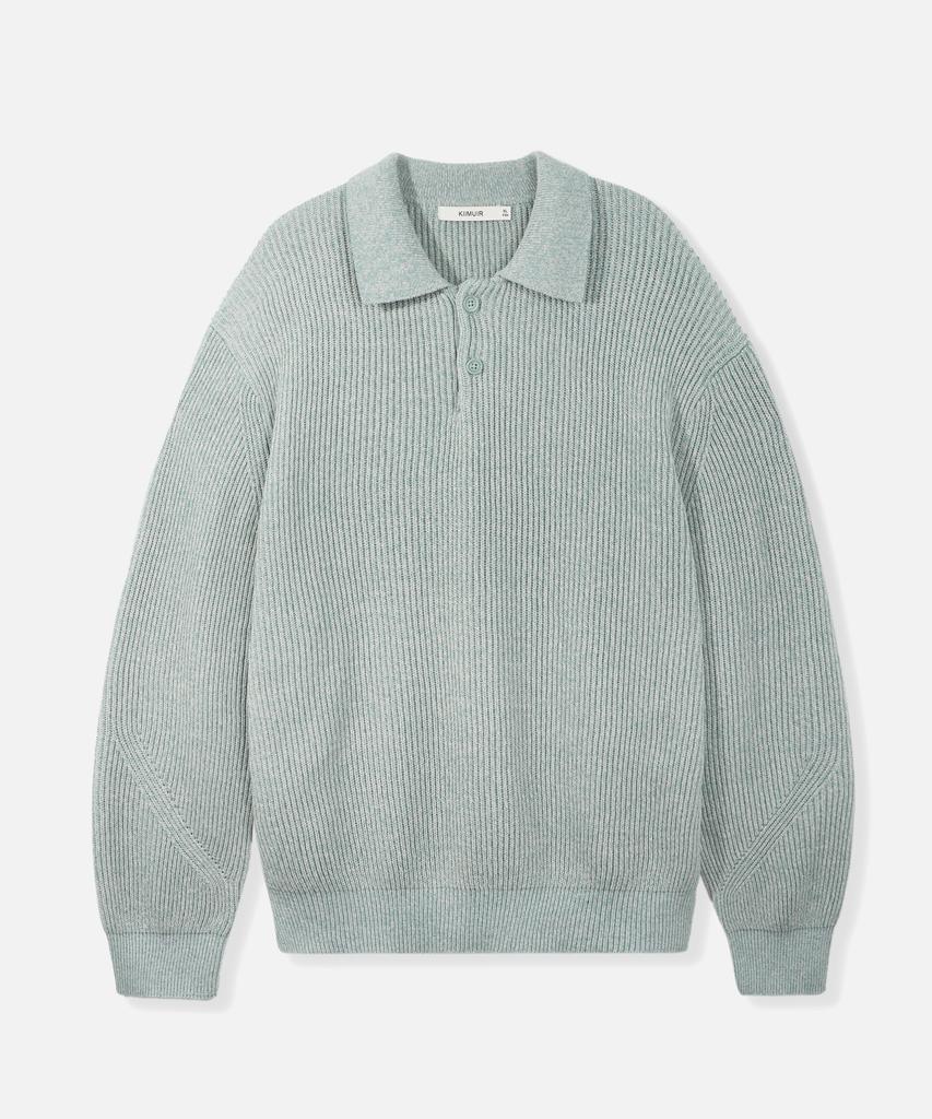 KIIMUIR Soft Texture Button Collar Knit_Mint