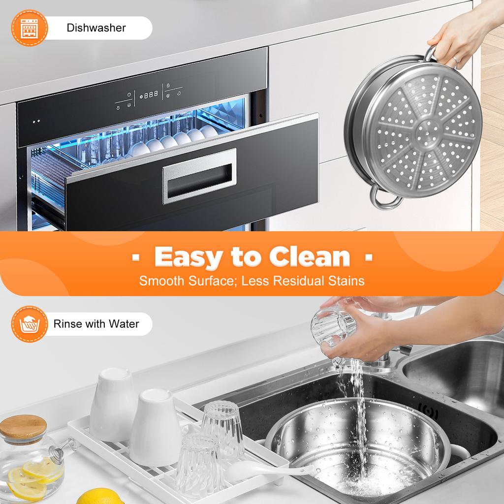 5-Tier Stainless Steel Steamer Meat Vegetable Cooking Steam Pot with Handle for Tamales Veggie Pasta Dumplings Kitchen Cookware