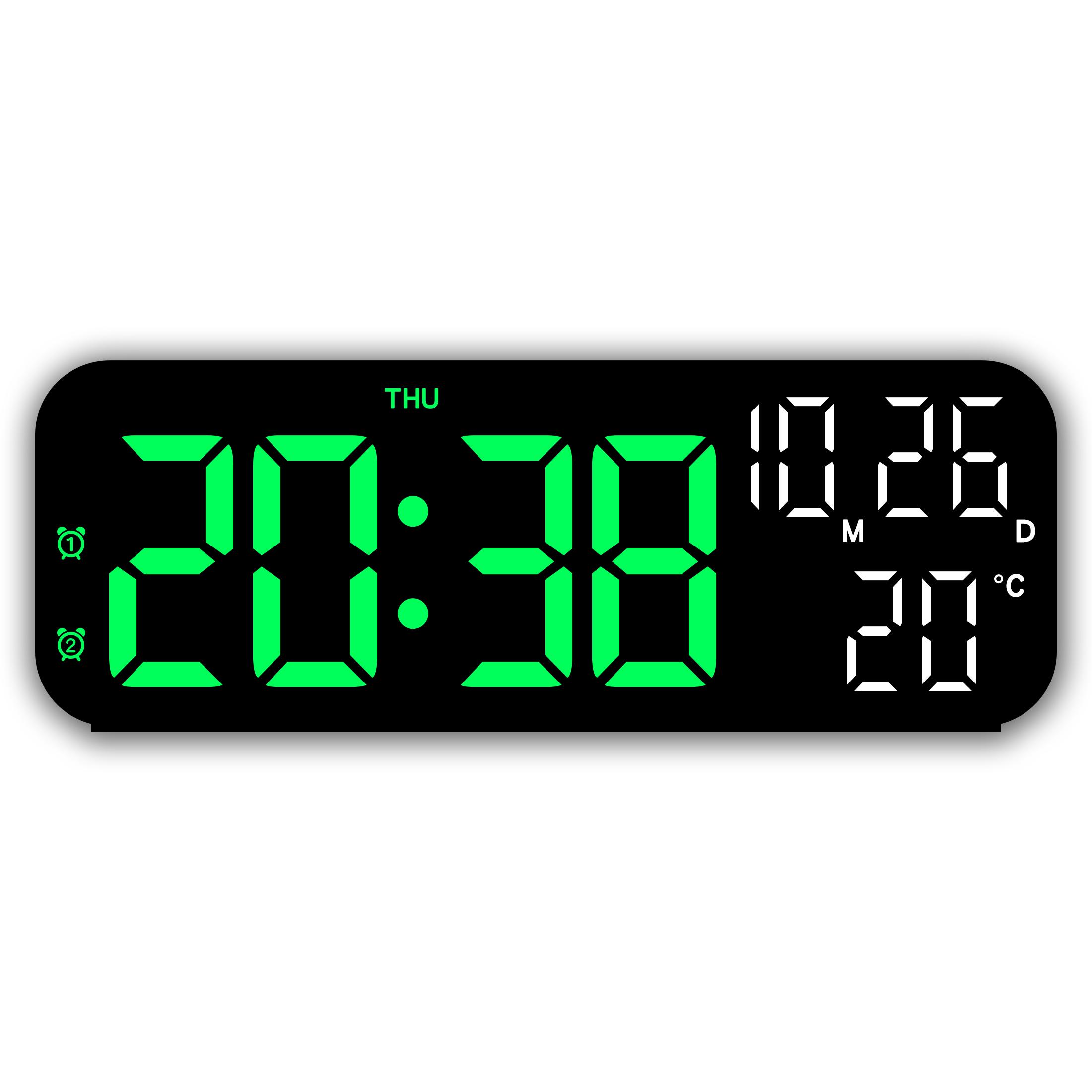 

Digital Alarm Clock Temperature and Date Week Display Night Mode Table Clock Voice Control 12/24H Electronic LED Alarm Clocks
