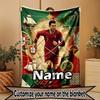 Custom Name Personalized Cristiano Ronaldo Print Blanket, Home Decor, Bedroom, Sofa, Camping, Couch, Gifts for Birthday Christmas