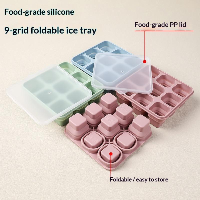 Foldable Silicone Ice Cube Trays with Lids Perfect for Summer BPA Free Ice Molds for Cocktails Coffee Pool Beach Party Drinks