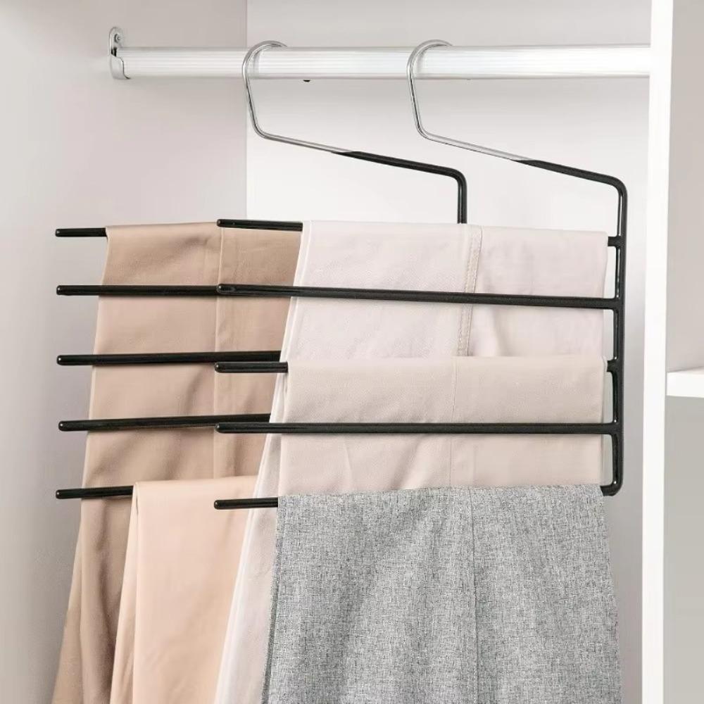 Black Scarf Storage Rack E Shape Towel Storage Rack Pants Hangers  Home Storage Accessories