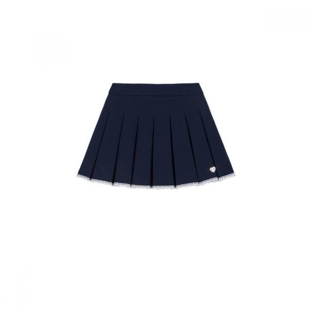 Goxo Metal Heart Pleats Skirt Navy S