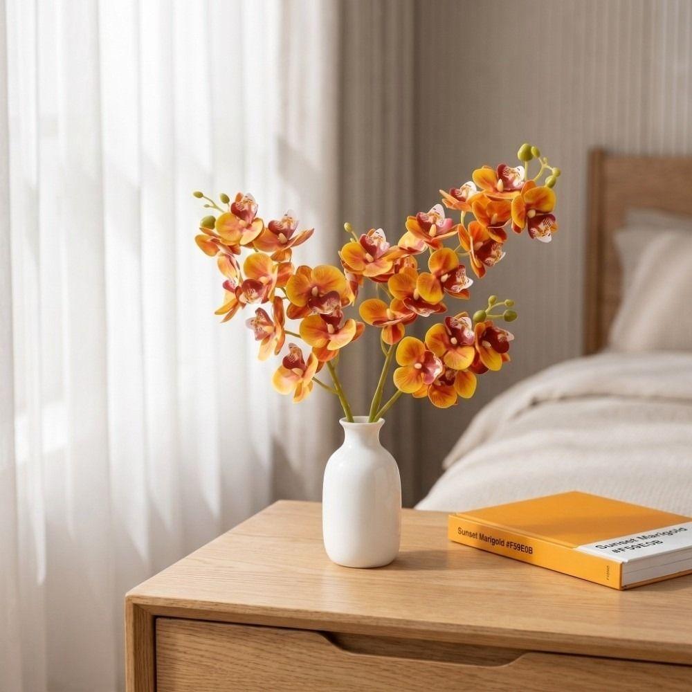 21 Heads Artificial Phalaenopsis Branches Real Touch Fake Mini Flowers  Dining Table