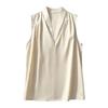 2026 Spring/Summer Silk Satin V-neck Sleeveless Solid Color Tank Top