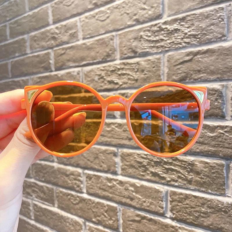 

Fashion New Cat Ear Ultraviolet Sunglasses for Girls Boys Vintage Round Frame Sun Glasses Eyewear Kids Children Outdoor Shades