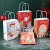 Christmas Kraft Paper Bag Cartoon Candy Packaging Bag Christmas Eve Gift Handbag Santa Claus Snowman Gift Portable Paper Bags