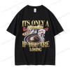 Gewinner geben niemals auf Lustiges Glücksspiel Meme T-Shirt Unisex Vintage Hohe Qualität Mode Damen T-Shirts Lässiges Übergroßes T-Shirt