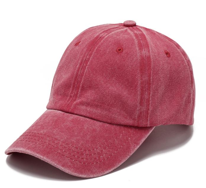 Vintage Washed Cotton Baseball Cap, Unisex Distressed Retro Dad Hat, Adjustable Casual Faded Sun Hat for Men Women, Blank Custom Embroidery Cap adult 55-60cm красный