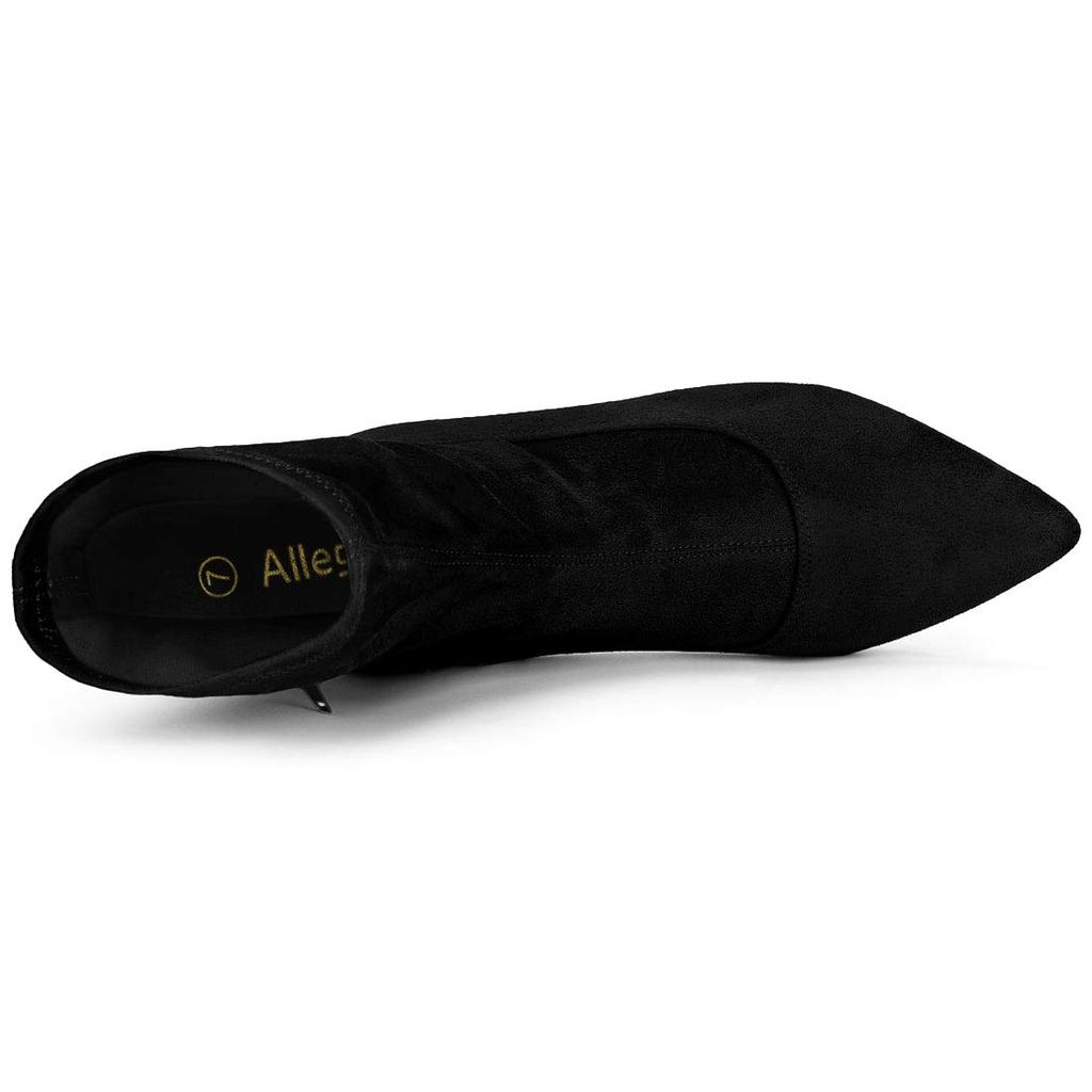 Allegra K Women's Pointed Toe Mid-Calf Ankle Boots, High Heel, Black, Size 25.0 Cm