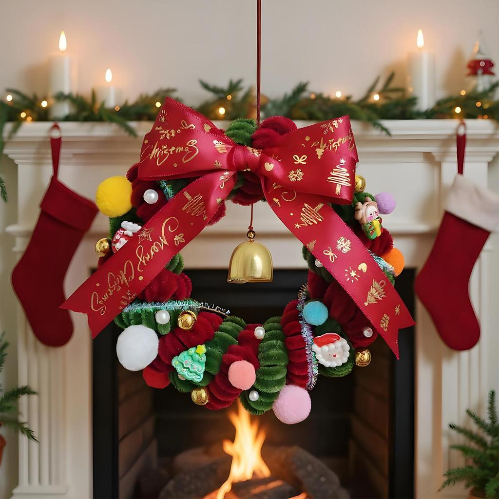 Christmas Door Wreath Festive Hands-On Activity Winter Christmas Wreath Crafting Set For Window Mantel Indoor Restaurant Wall