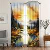2 Pcs Mountain Scenery Print Curtains,suitable for Bedroom,living Room Kitchen Decoration,home Decoration,window Decoration