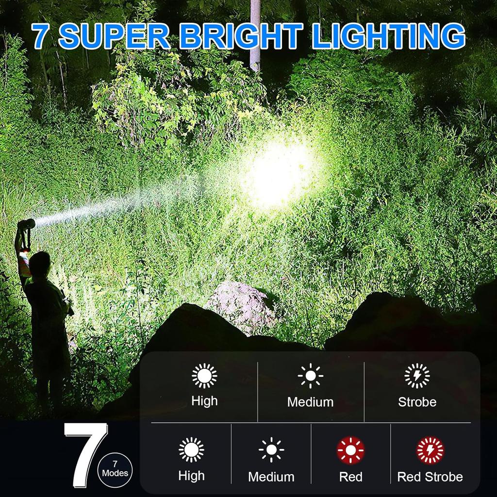 Rechargeable Flashlights High Lumens 2 Packs, 990000 Lumens Super Bright LED Flashlight with 7 Modes & Waterproof, Powerful Flash Light for Home