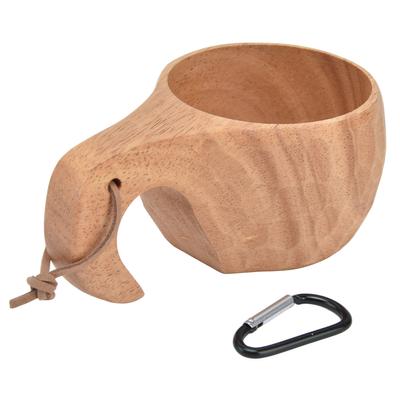Copo de Café de Madeira com Alça Fivela para Pendurar Copo para Beber Leite Caneca de Madeira Portátil para Uso Doméstico