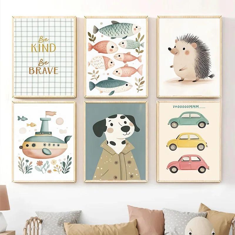 Cute Simple Cartoon Animals Koala Lion Rabbit Wall Art Prints Poster Canvas Painting for Nordic Kids Room Nursery Home Decor