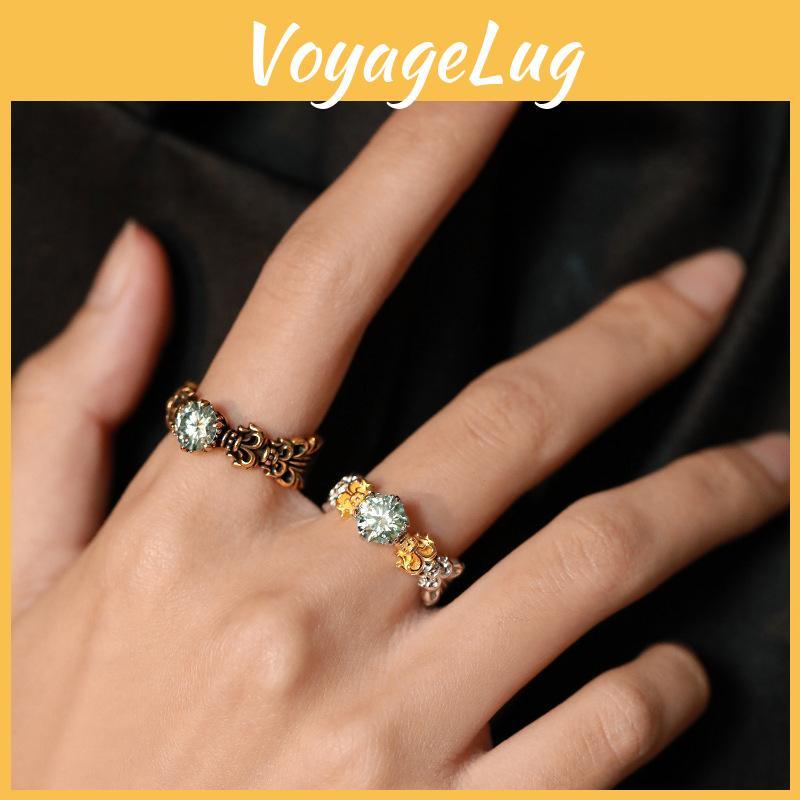 Unique And Trendy Iris Blue Moissanite Ring For Women Stylish Vintage Adjustable Design