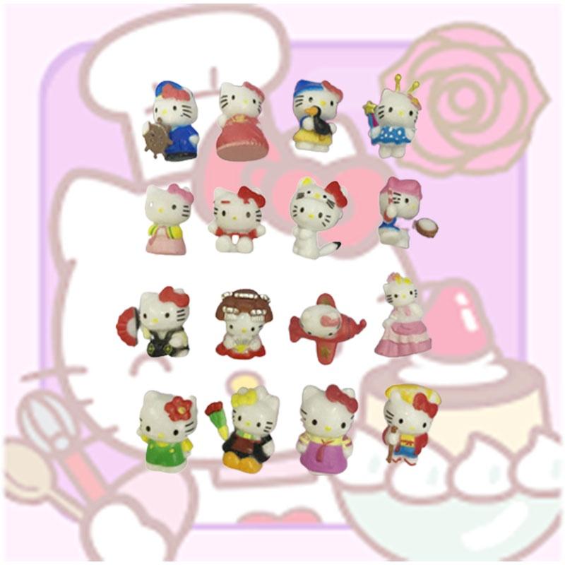 Hello Kitty Anime Cartoon Character Figure Set 16 Different Designs 3cm-4cm In Size