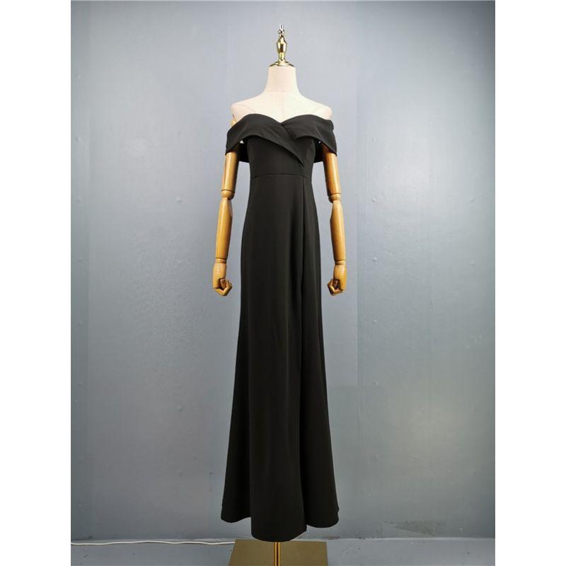 Law of Foreign Trade Gao Ye off-Shoulder Slit Long Dress