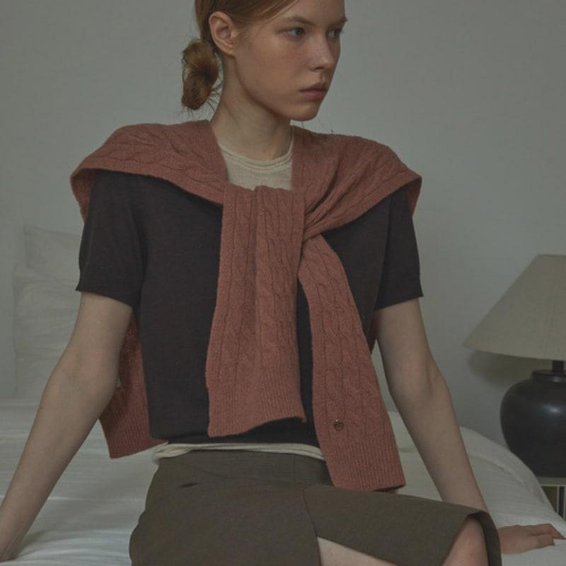 White Project VIRGIN WOOL CABLE CARDIGAN MUFFLER [4COLOR]