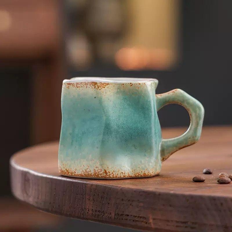 Japanese-Style Simple Coarse Pottery Coffee Cup Creative Kiln Change Mug Retro Ceramic Cup Home Cup Office Cup Breakfast Cup