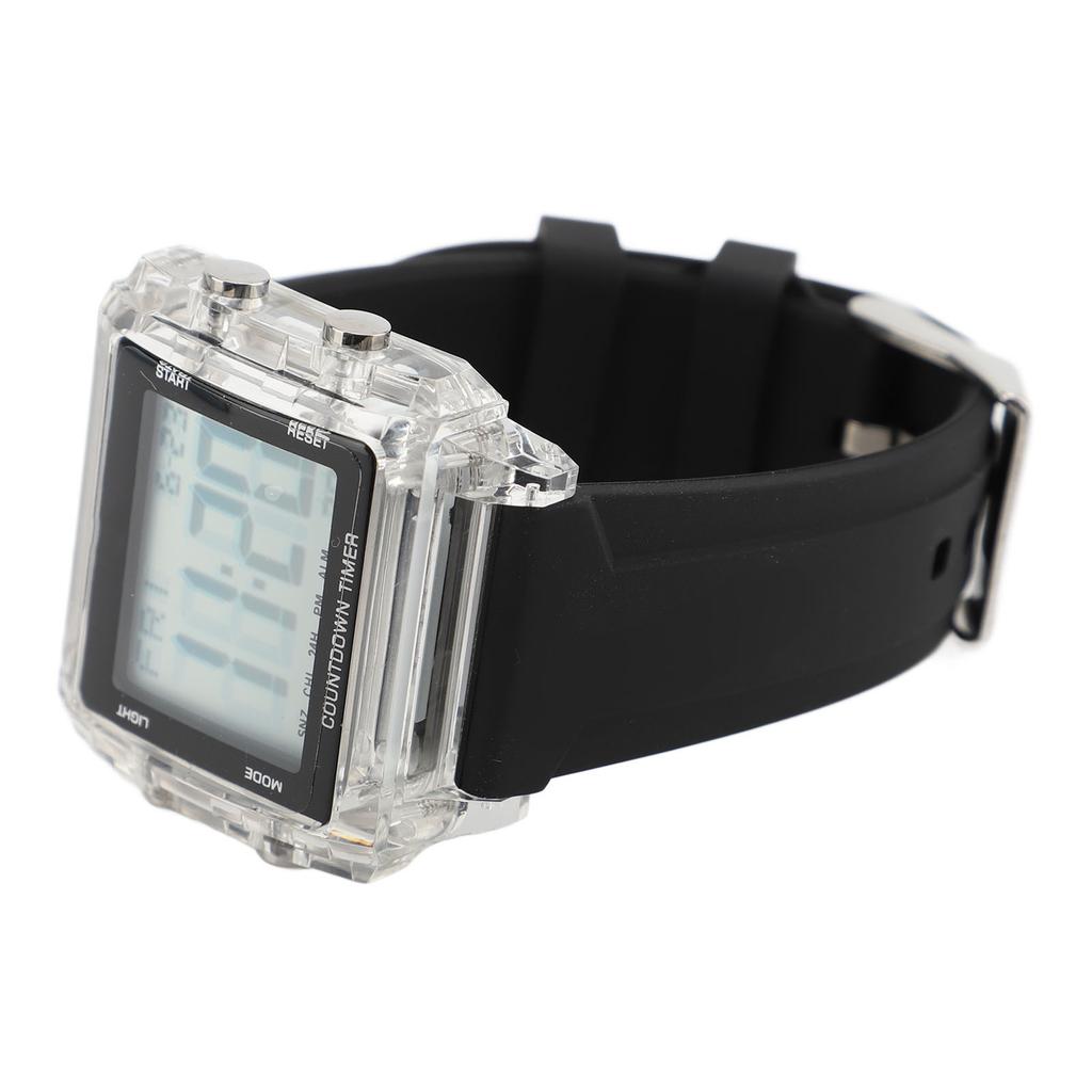 Classical Unisex Electronic LED Watch Simple Chronograph Date 50m Water Proof Rectangle Sports Digital Watch for Travel