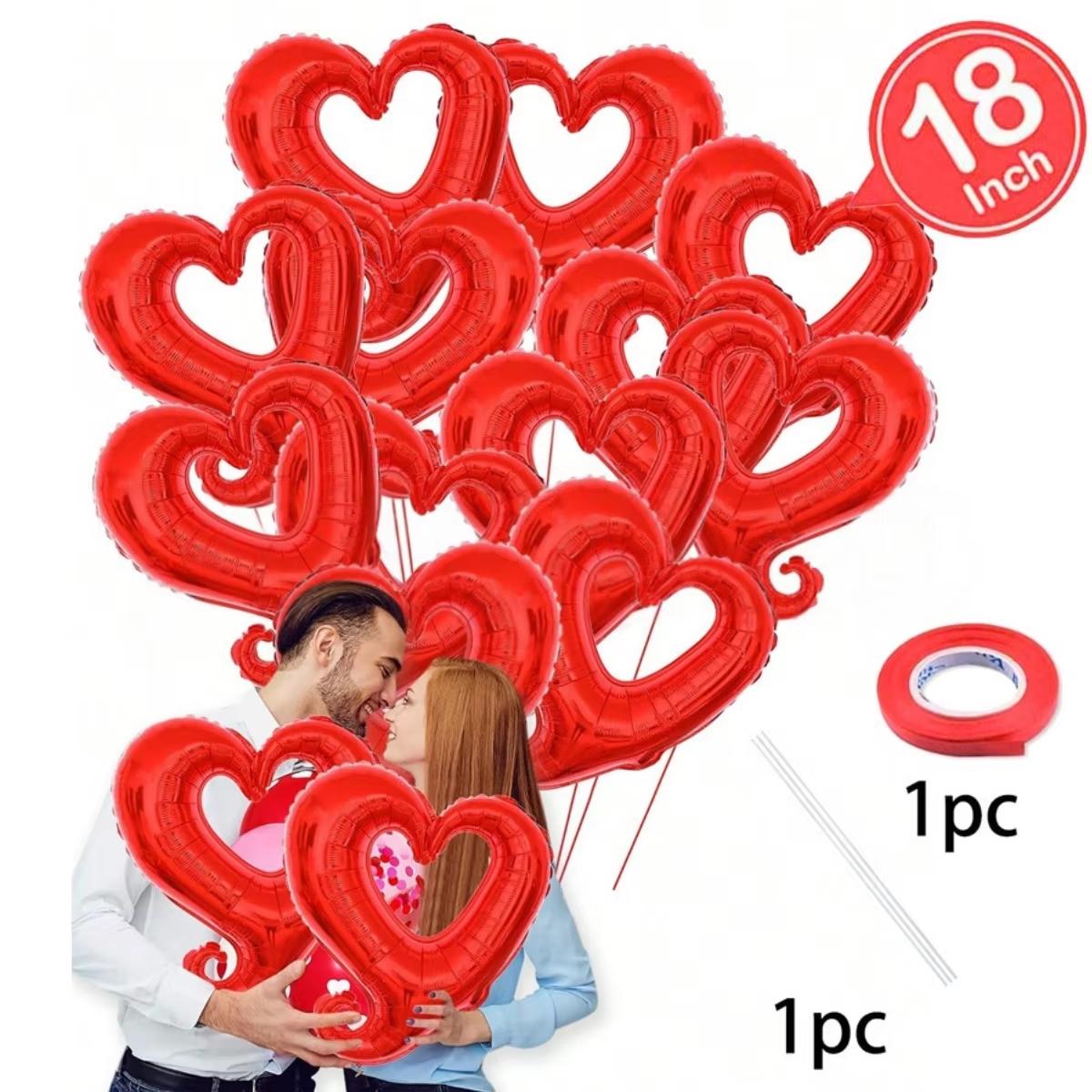 

18inch Hook Heart Foil Balloons Red Heart Balloons Valentine Engagement Wedding Party Decorations Supplies 10pcs
