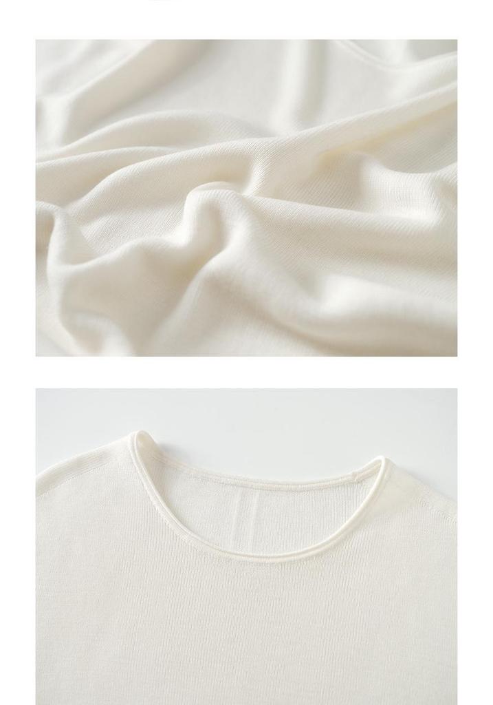 Yangzi Yarn Women's Slim-Fit Wool Sweater with Rolled Hem & Round Neck - 2026 Spring Seamless Knitwear