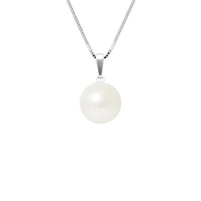 Necklace - - AAA+ Freshwater Cultured Pearl - 925 Silver - 9-10 Mm - Natural White