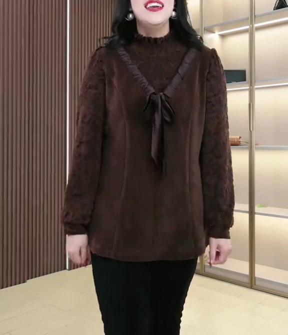 

Роскошная теплая бархатная рубашка больших размеров для женщин среднего возраста 6XL for 220-240 jin