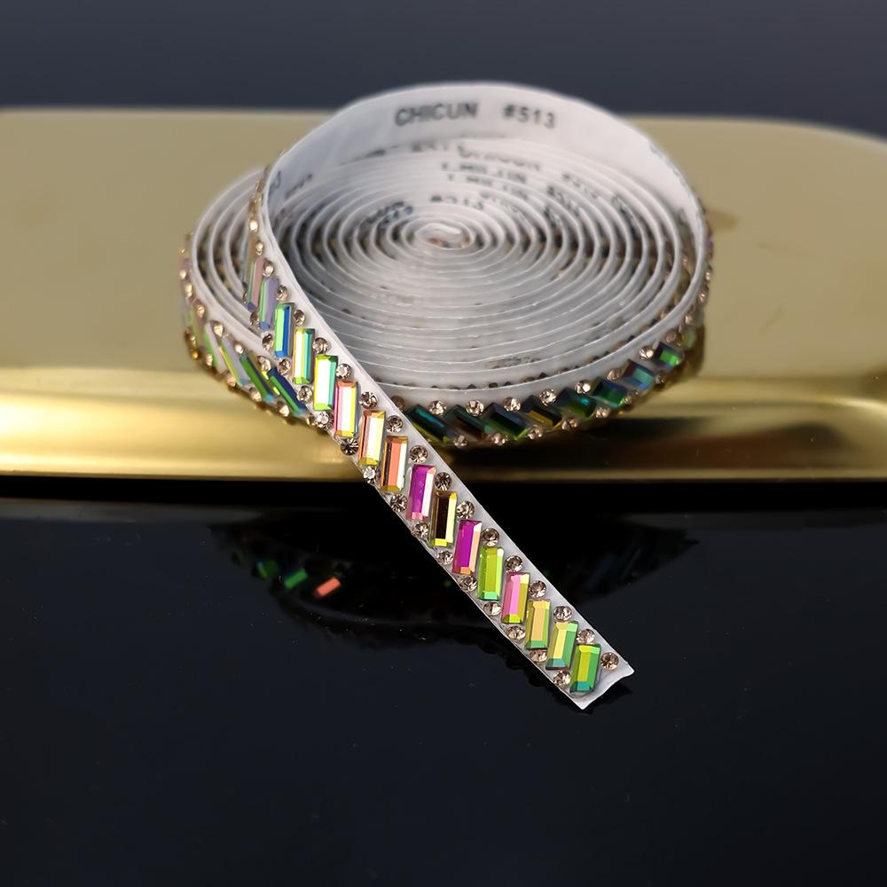 

10Yard Rhinestone Ribbons Glass Diamond Party Gift Trim Decoration DIY Craft Self-Adhesive Sparkling Colorful Rhinestone Sticker Width 0.8CM 1row&10Yards