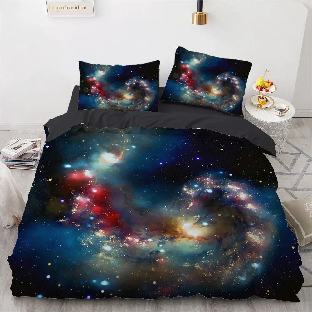 3D Galaxy Starry Sky Comfortable Duvet Quilt Cover Pillowcase Bedding Set Children Bedroom Decoration Home Textile