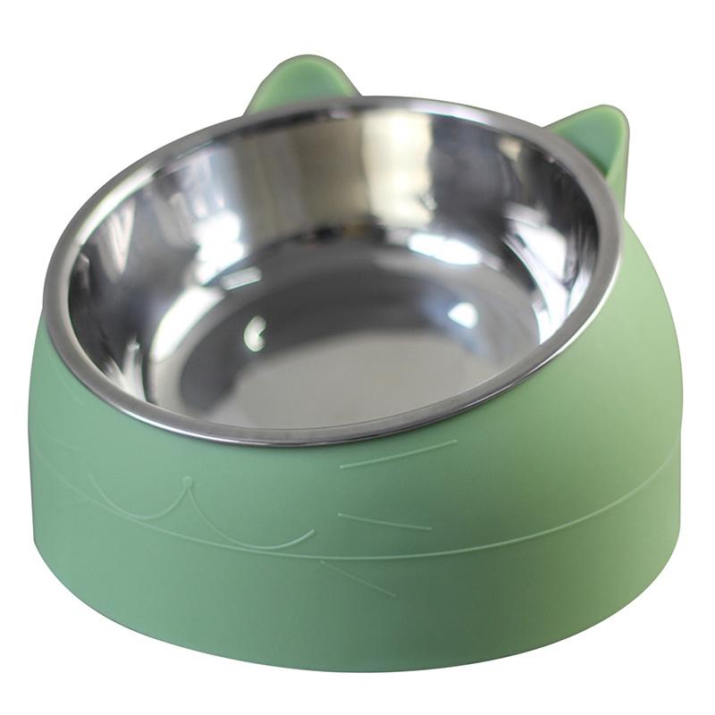 Anti-slip Stainless Steel Cat and Dog Bowls - Elevated Slanted Feeding Bowl with Neck Protection