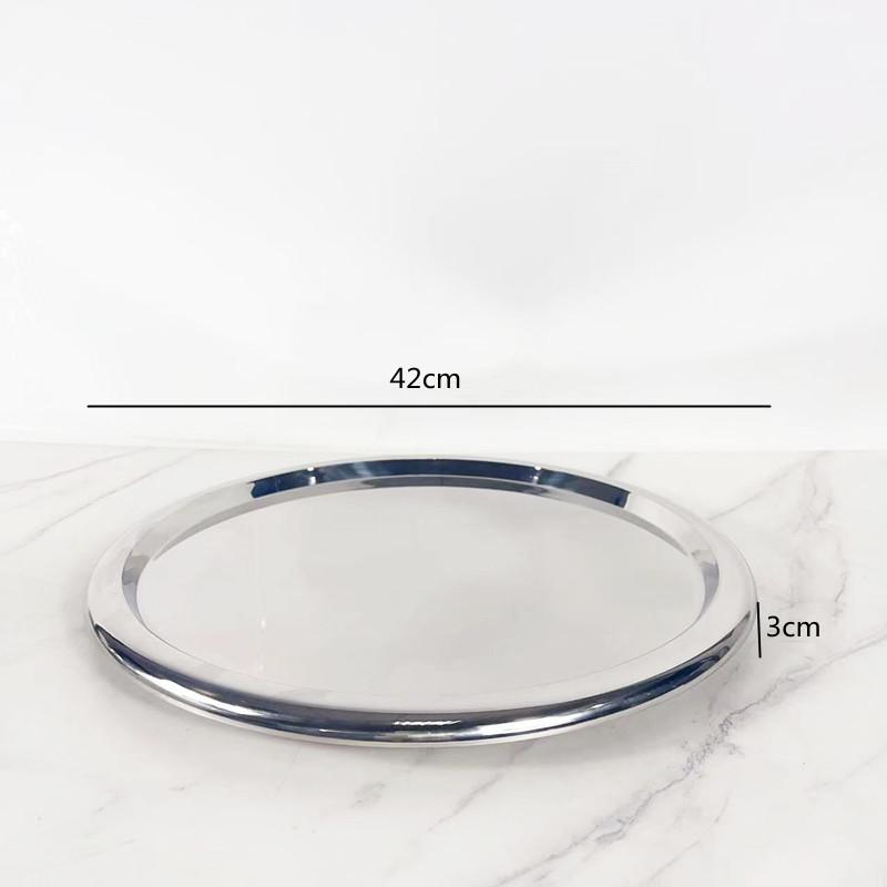 

Deluxe Mirror Stainless Steel Fruit Plate, Dessert Plate, Circular Dining Plate, Kitchen Table Storage Tray, Home Decoration