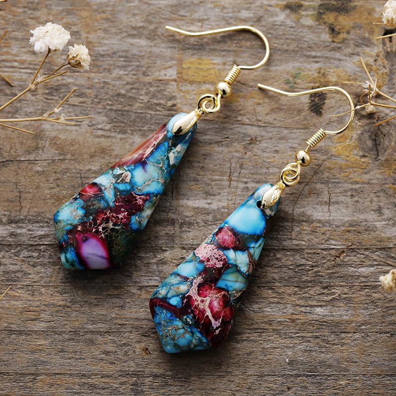 Ethnic Style Natural Stone Emperor Stone Geometric Earrings Earrings Light Luxury Jewelry Earrings