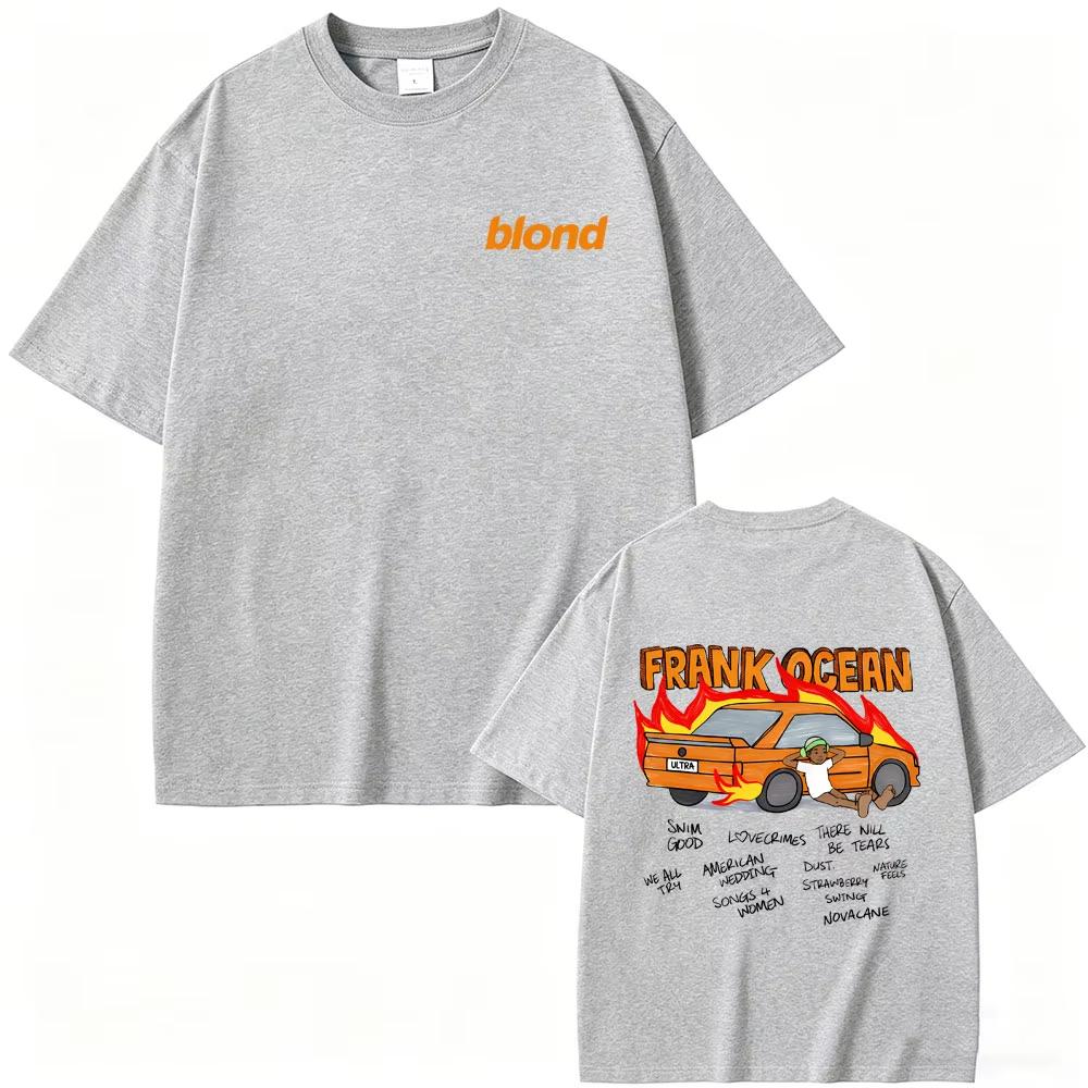 Rapper Frank Ocean Blonde Graphic Print Hip‑Hop Oversized Vintage Merch Men's Retro Fashion Pop‑Music Streetwear Short‑Sleeve T-shirt
