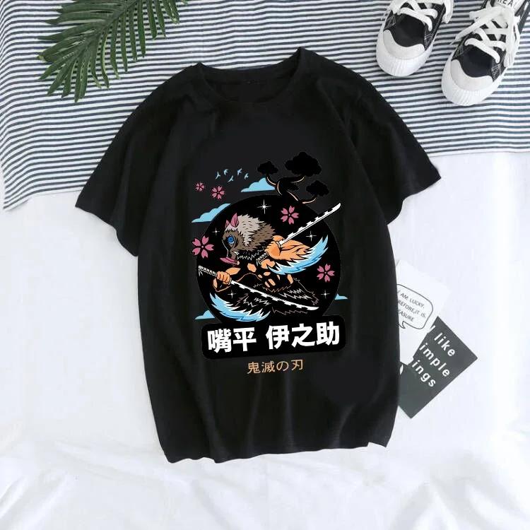 Tanjirou Kamado Kaus Wanita Kimetsu Kaus Wanito Printed Harajuku T-shirt Women's T-Shirt Kaus Grafis Anime Demon Slayer Uniseks