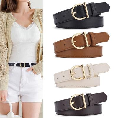 Windproof PU Leather Belt Retro Trendy Waistband Simple Women's Belt  With Cargo Pants