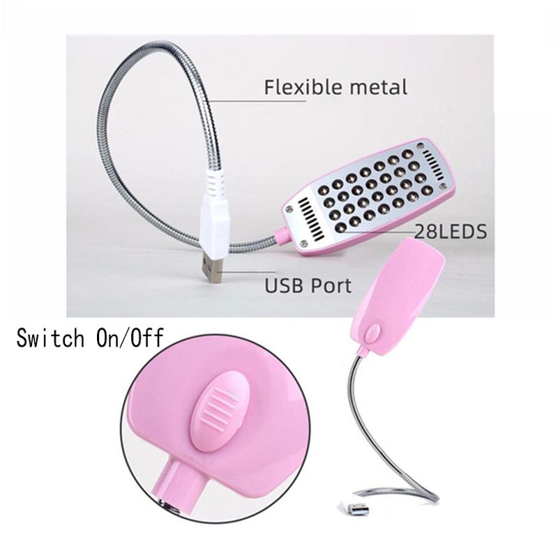 2 PCS 28 LEDs PC USB LED Table Lamp Adjustable Reading Book Light With Switch Night Lights Charging Flexible For Study Lightings