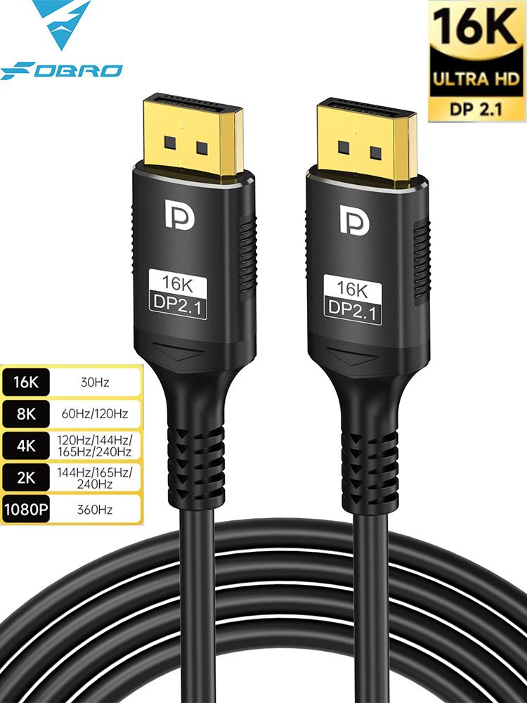 16K DP-Kabel 8K@120Hz/60Hz 4K@240Hz 80Gbps Displayport 2.1 HDR Video-Audio-Kabel für Laptop Xbox Projektor Gaming-Monitor