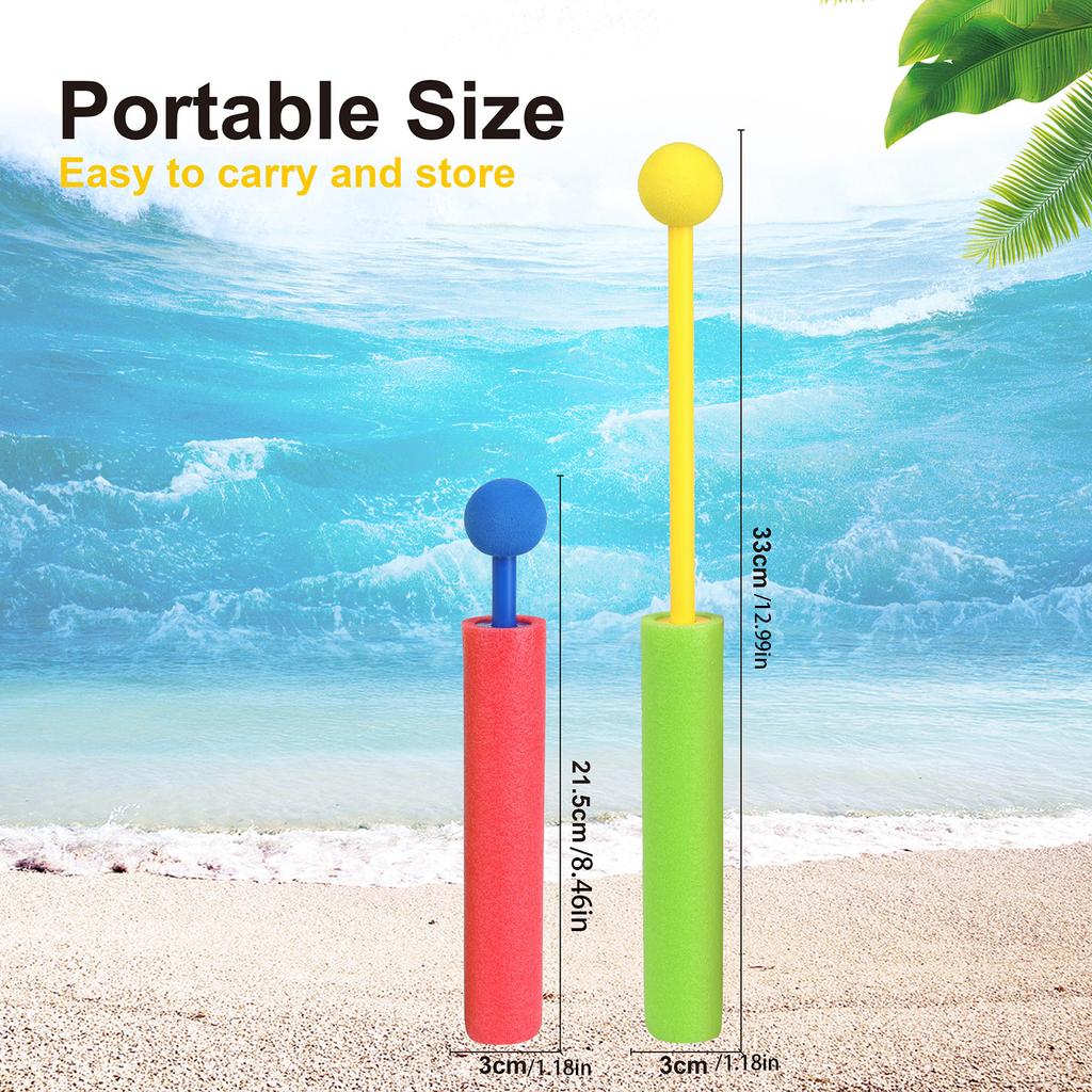 Children'S Pull Type Water Cannon Water Gun Straight Cylinder Foam Eva Material Outdoor Beach Water Splash Random Color
