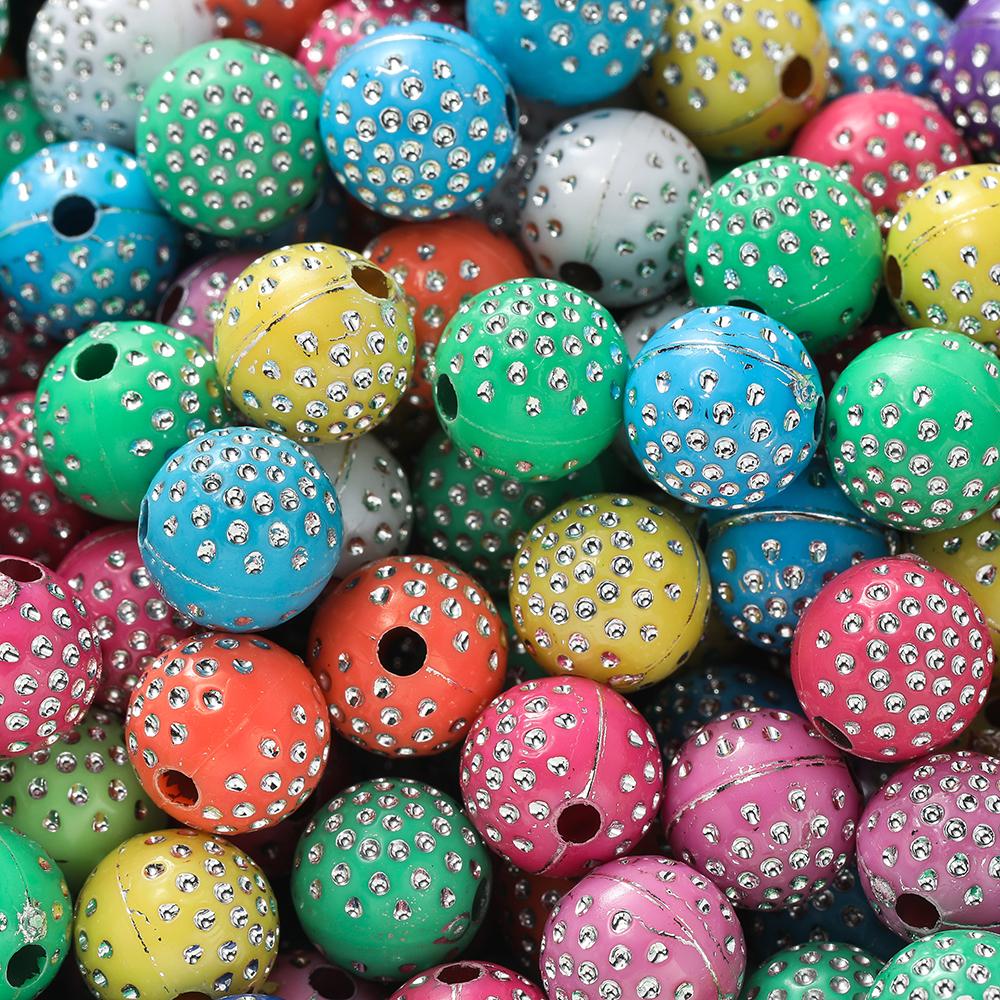 50/100Pcs 8/10mm Round mixed Colorful Acrylic Beads With Crystal Rhinestone Spacer Loose Bead for DIY Jewelry Making Accessorie