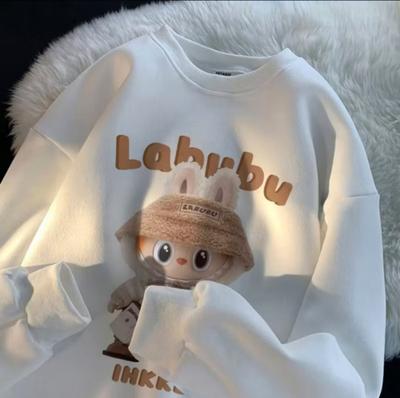 Japanese Style Cartoon Autumn and Winter New Cute Printed Round Neck Cotton Sweater Pullover Tops Coat for Men and Women