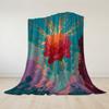 Golden Lotus Burst Flannel Blanket Warm Soft Halloween Christmas Couch Warm Cozy Decorative Decor Gift for All Season