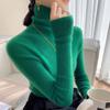 Women's Slim-Fit Ribbed Cashmere Sweater - Solid Color, High-Neck, Knitted Top for Autumn/Winter