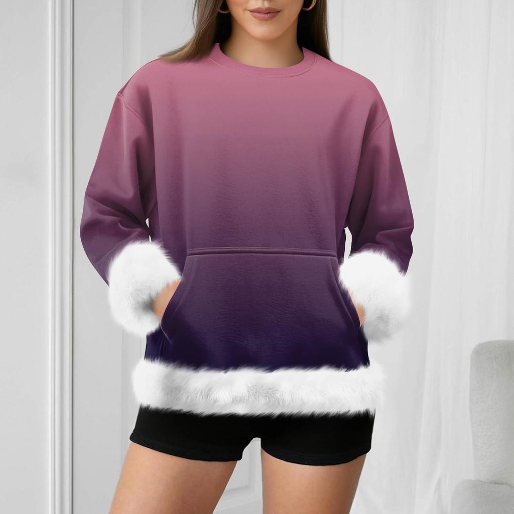 Damska codzienna bluza z długim rękawem w kolorze gradientowym